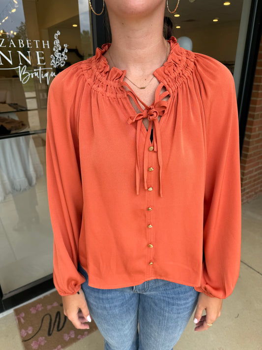 Joy Joy Peasant Top - Pumpkin