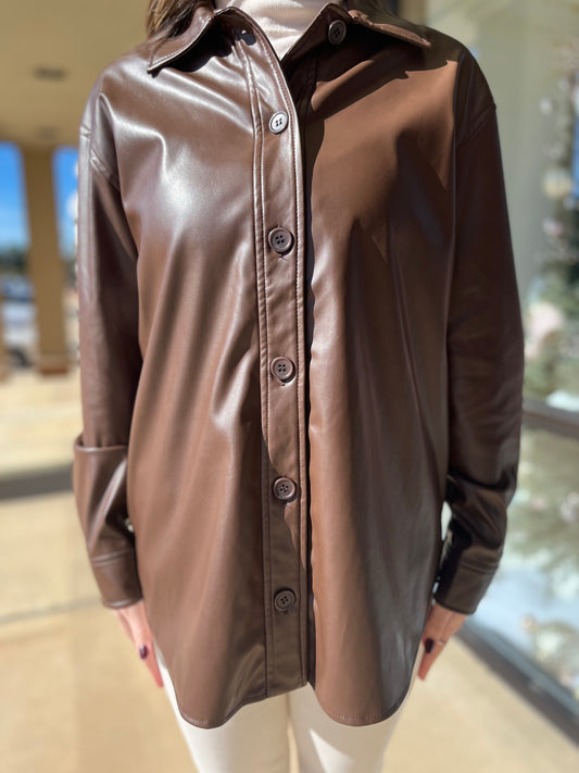 Renuar Chocolate Leather Shacket