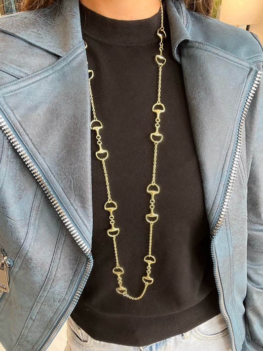 EAB Favorites Long Horsebit Necklace- Gold