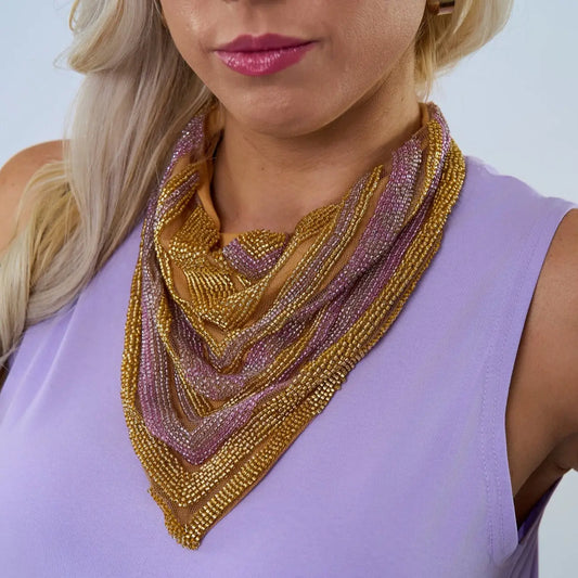 EAB Favorites Beaded Handkerchief Necklace - Purple & Gold