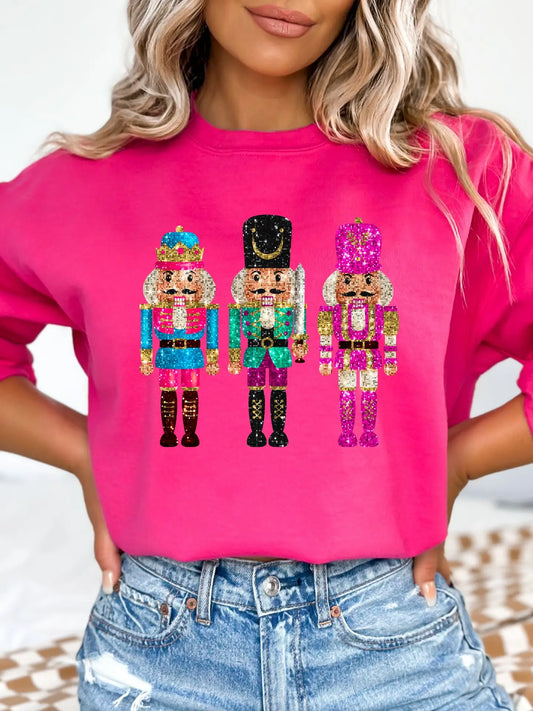 Christmas Sweatshirt Nutcracker Crewneck - Pink