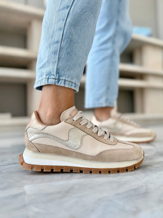 PMK Beige Leather Sneakers