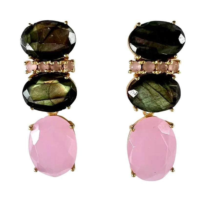 Lucy Gemstone Earrings - Pink
