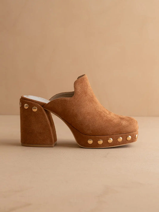 Sierra Caramel Platform Clog Mule - Tan