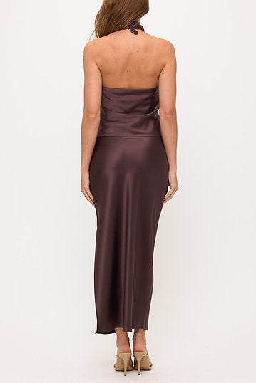 EAB Favorites Satin Halter Top - Brown