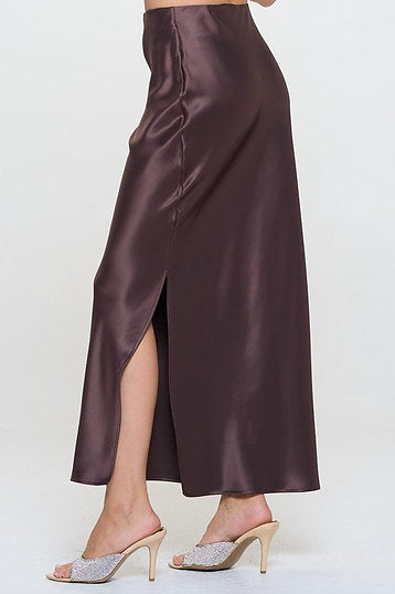 EAB Favorites Satin Maxi Skirt - Brown