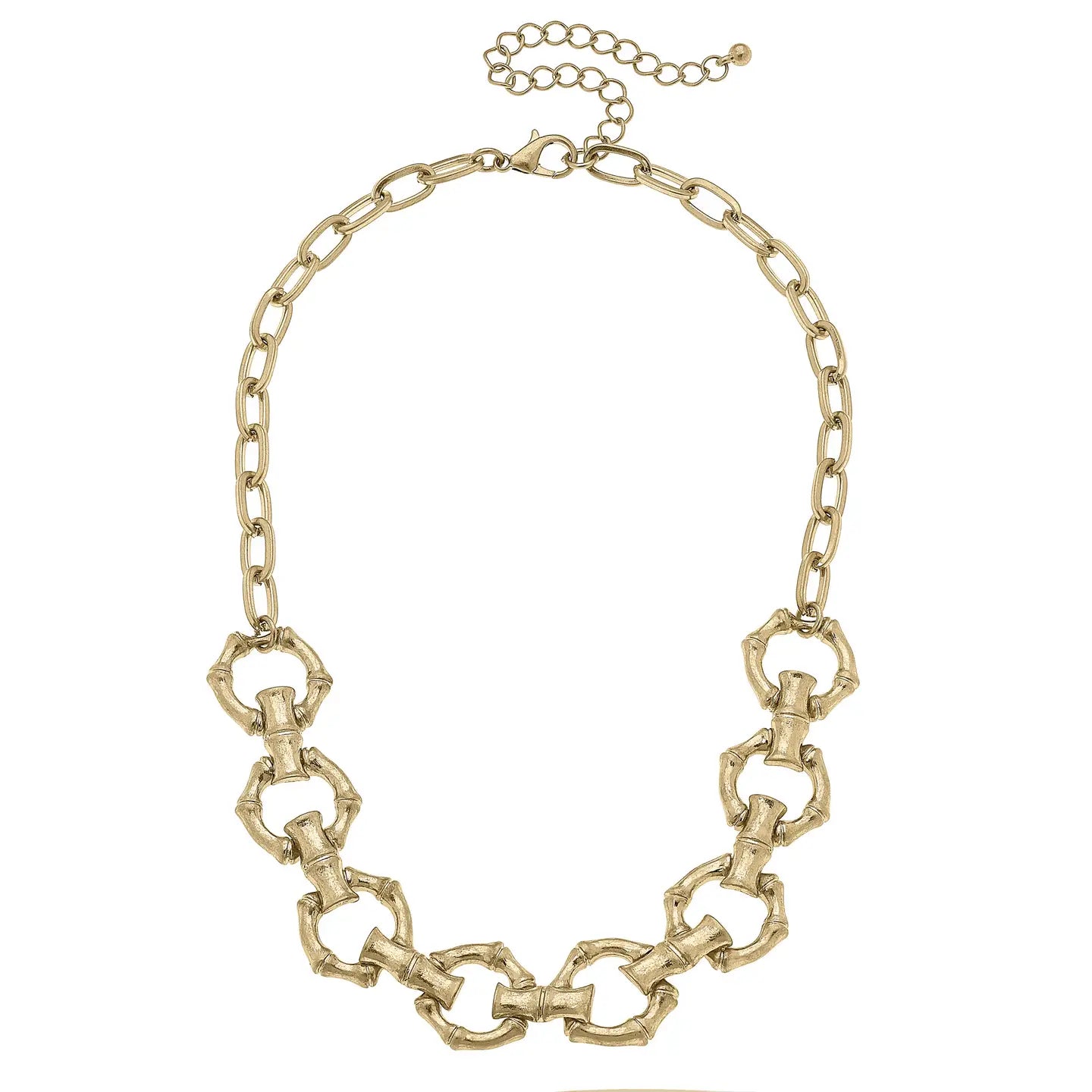 Pippa Bamboo Linked Horsebit Necklace - Shiny Gold