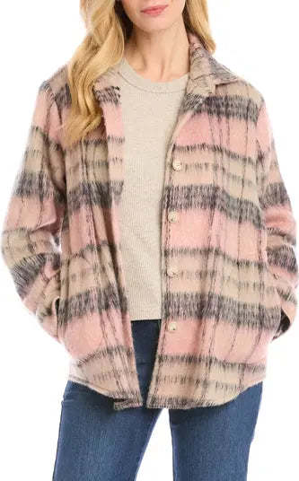 Karen Kane Think Pink Plaid jacket