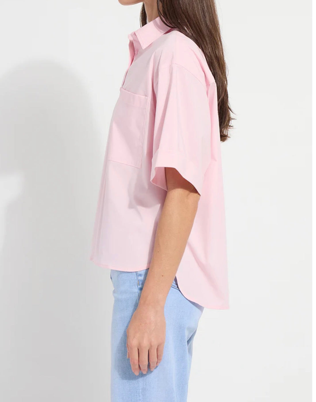 Corinna Oversized Cropped Shirt - Rose