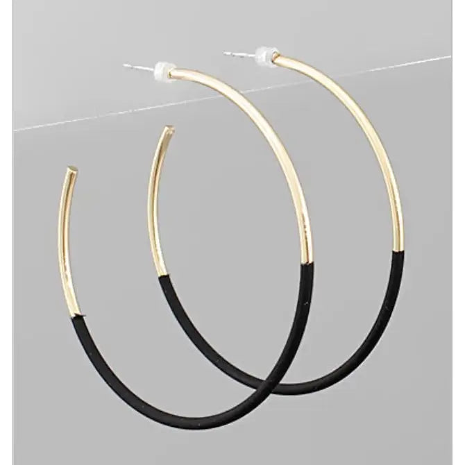 Black & Gold Skinny Hoop Earrings