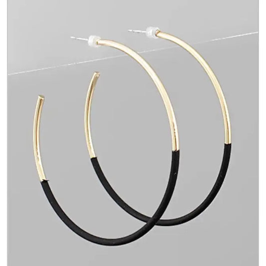 Black & Gold Skinny Hoop Earrings