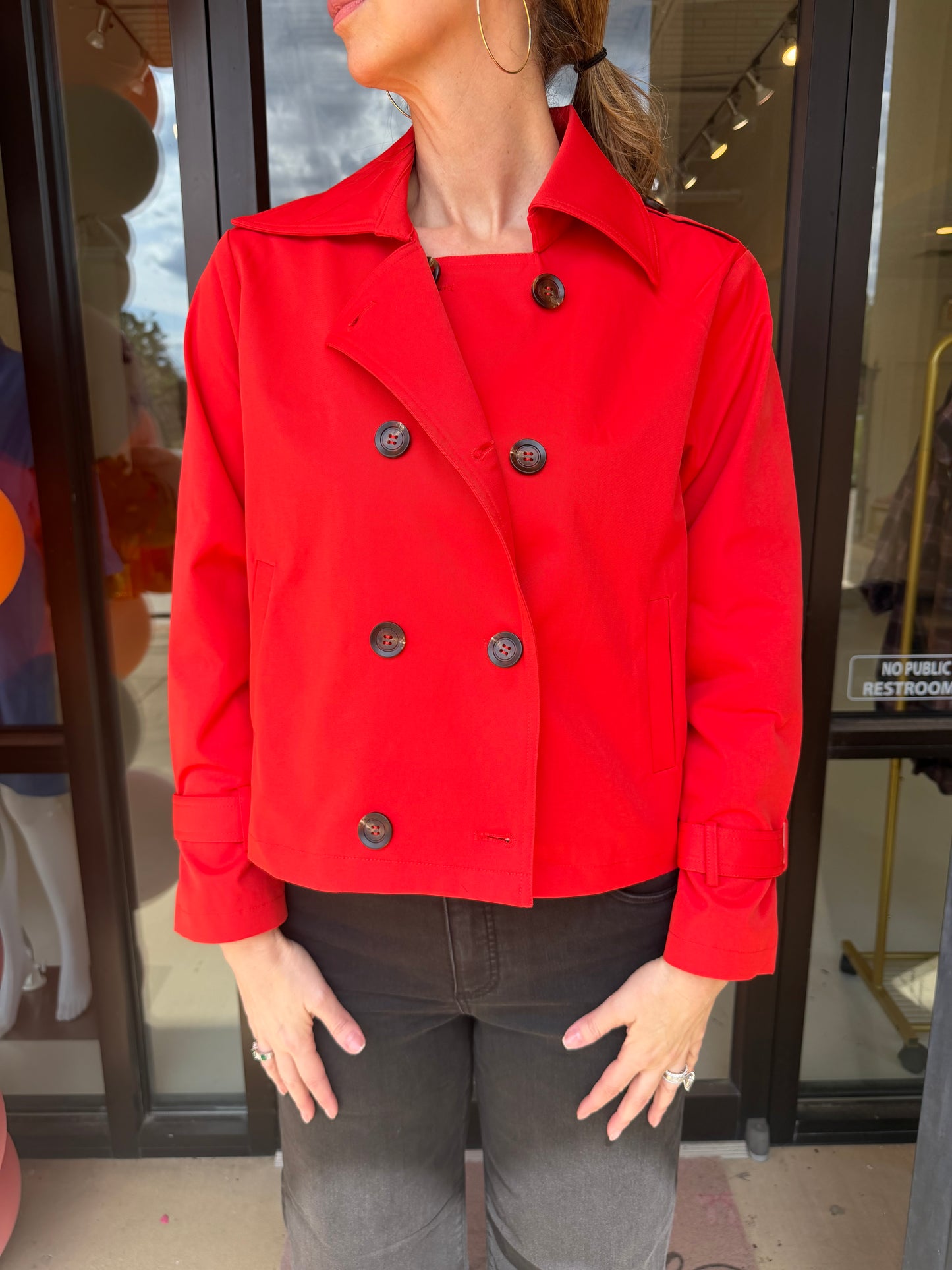 JoyJoy Short Trench Jacket - Flame