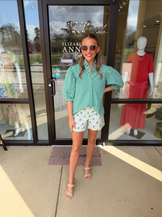 Holly Shae Laura Top - Green & White Gingham