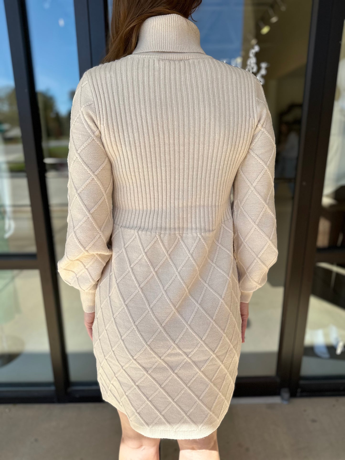 Esqualo Ribbed Sweater Dress- Light Sand