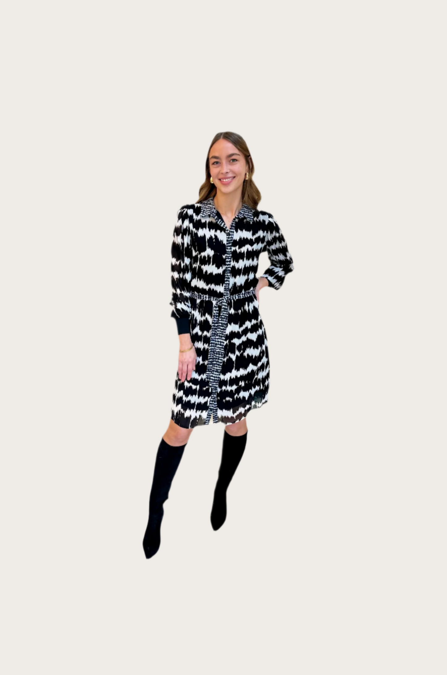 Esqualo Leopard Print Belted Shirt Dress