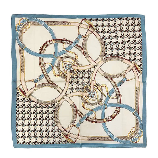 Heart Print Accent Bandana Scarf - Teal