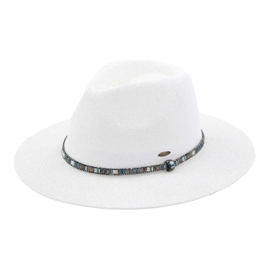Multi-Colored Thread Beaded Panama Hat