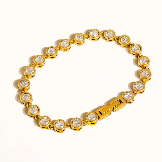 EAB Favorites Amity Round Rhinestone Bracelet - Yellow Gold