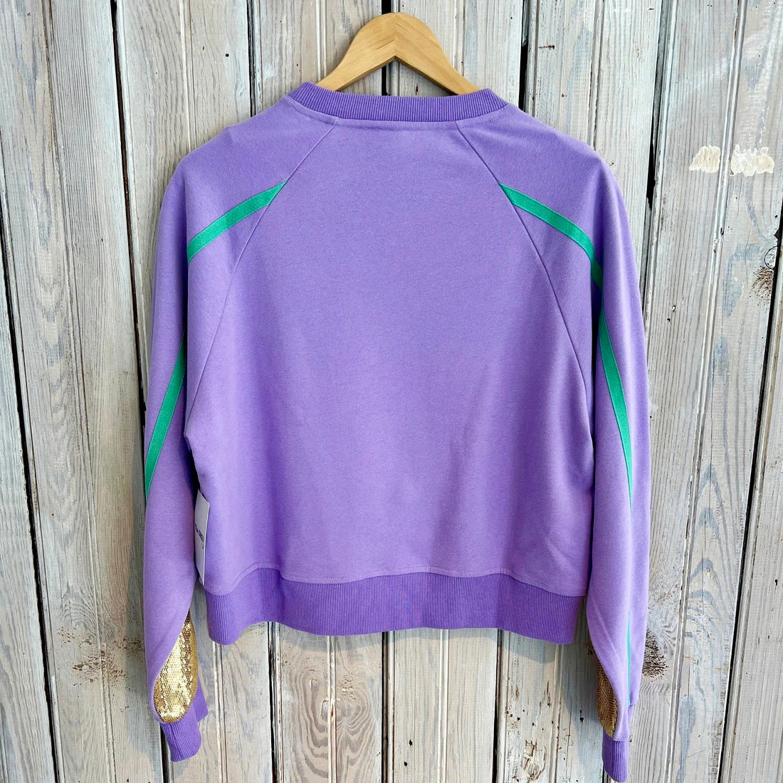 Mardi Gras Sweatshirt with Gold Sequins