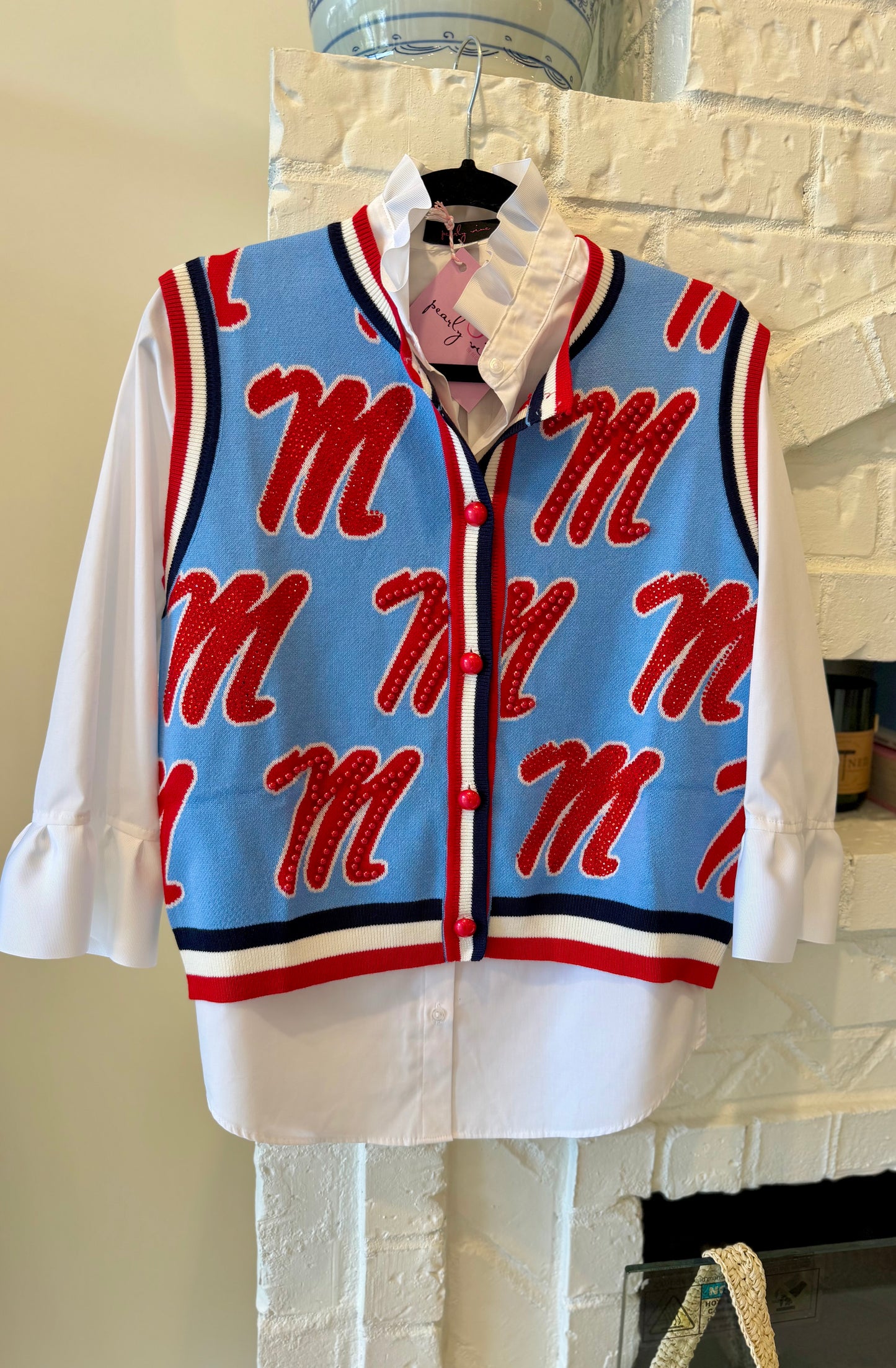 Queen of Sparkles Ole Miss Pearl Embellished Vest