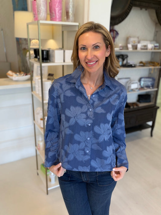 Joy Joy Denim Flower Blouse
