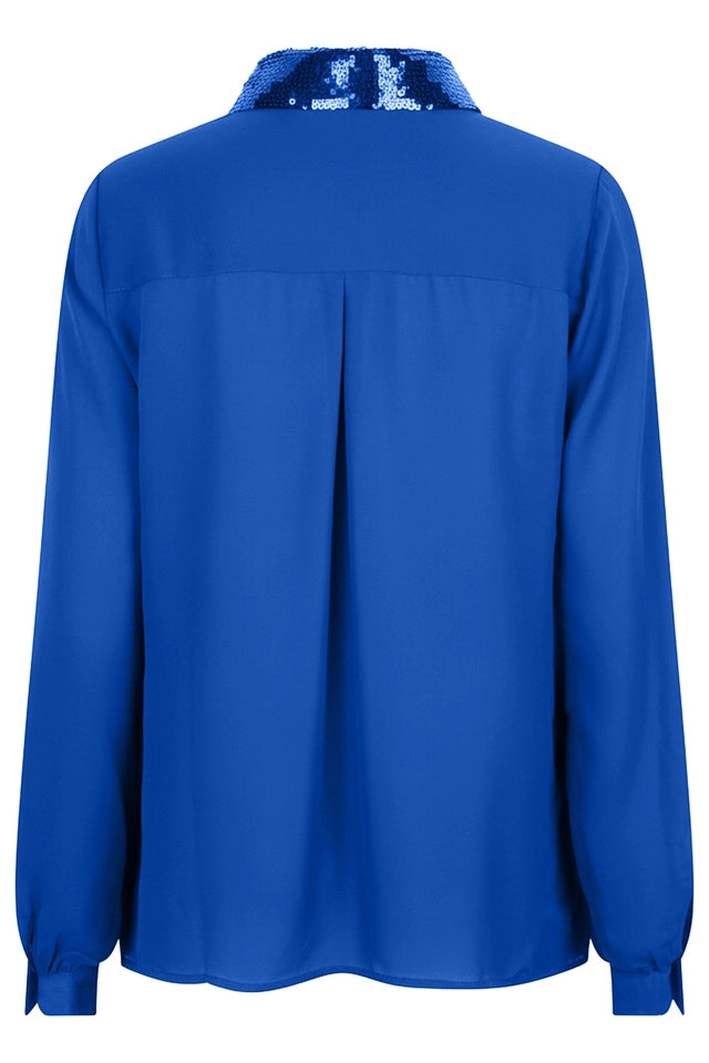Esqualo Party Time Sequin Blouse - Blue