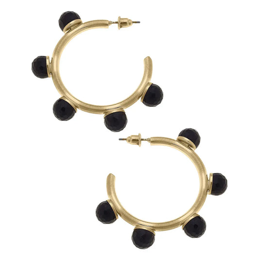 EAB Favorites Resin Beaded Hoop Earrings - Black