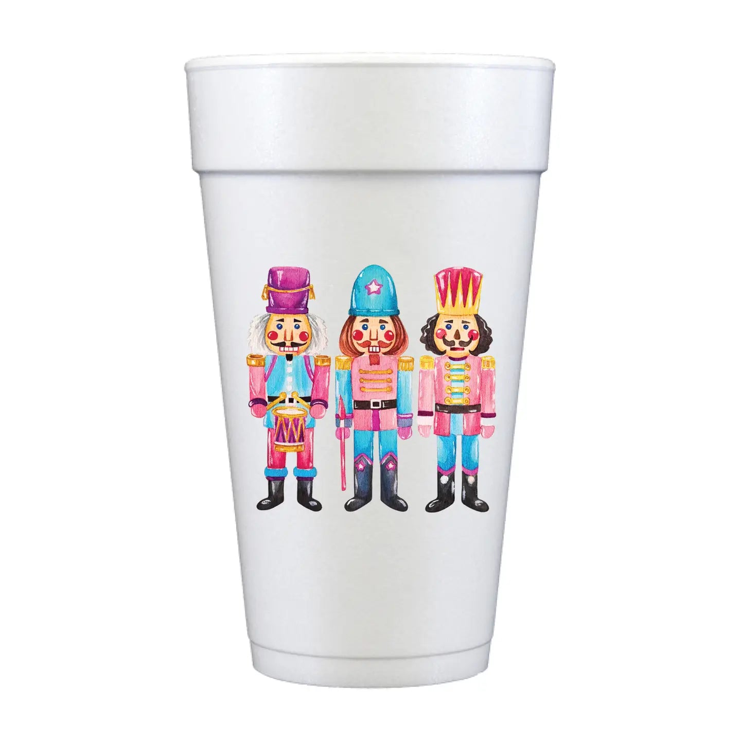 Nutcrackers Full Color Foam Christmas Cups - 10 Cups