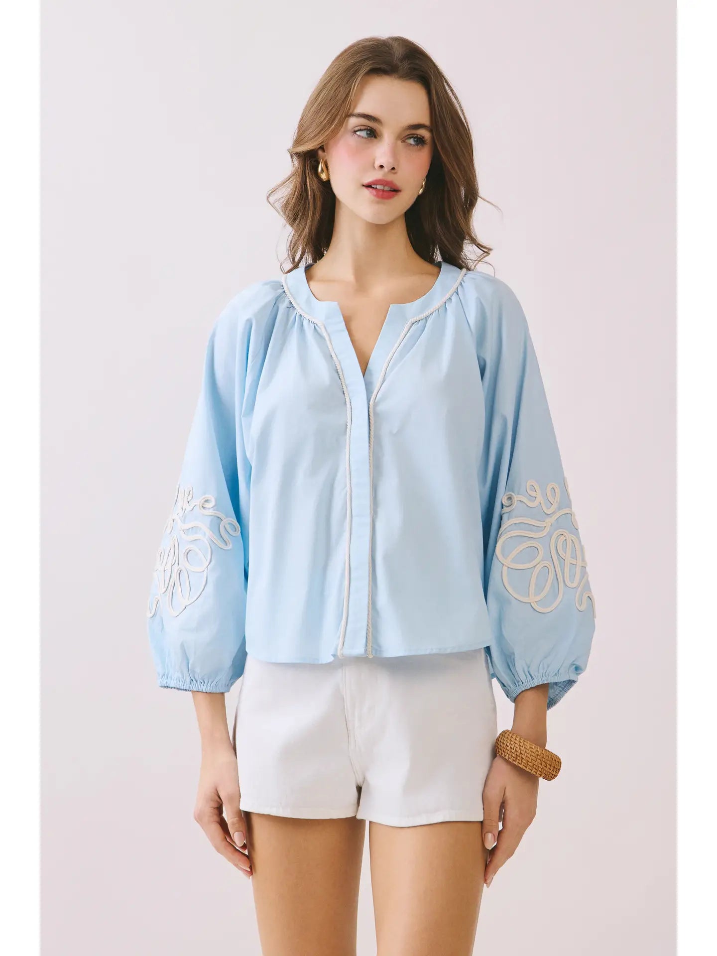 Baby Blue Puff Sleeve Blouse