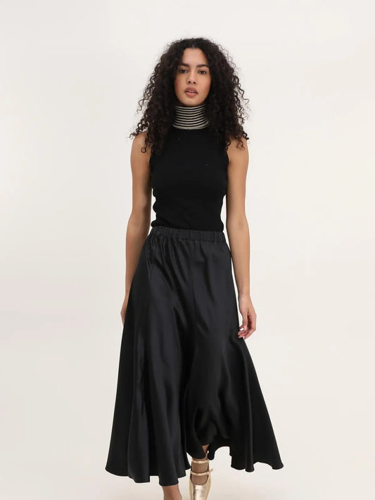 Satin Valentine Skirt - Black