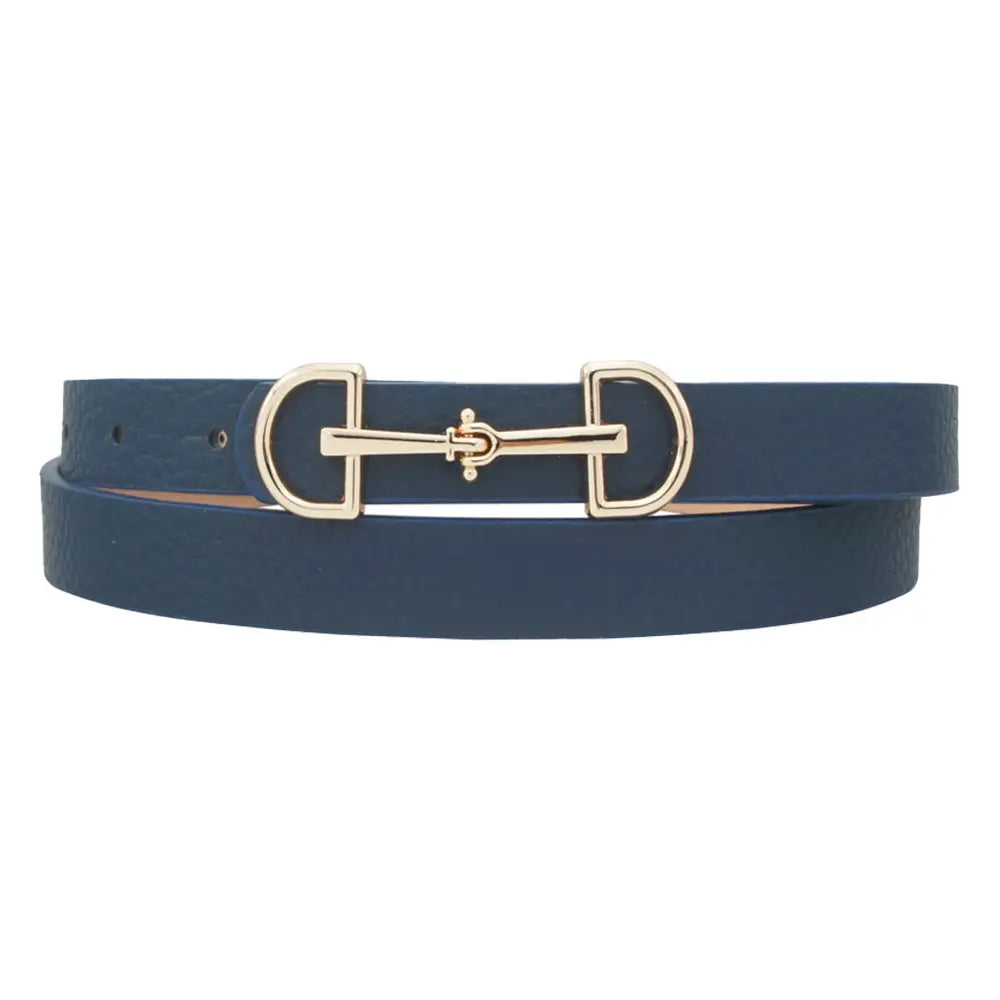 D Ring Horse Bit Buckle Skinny Belt