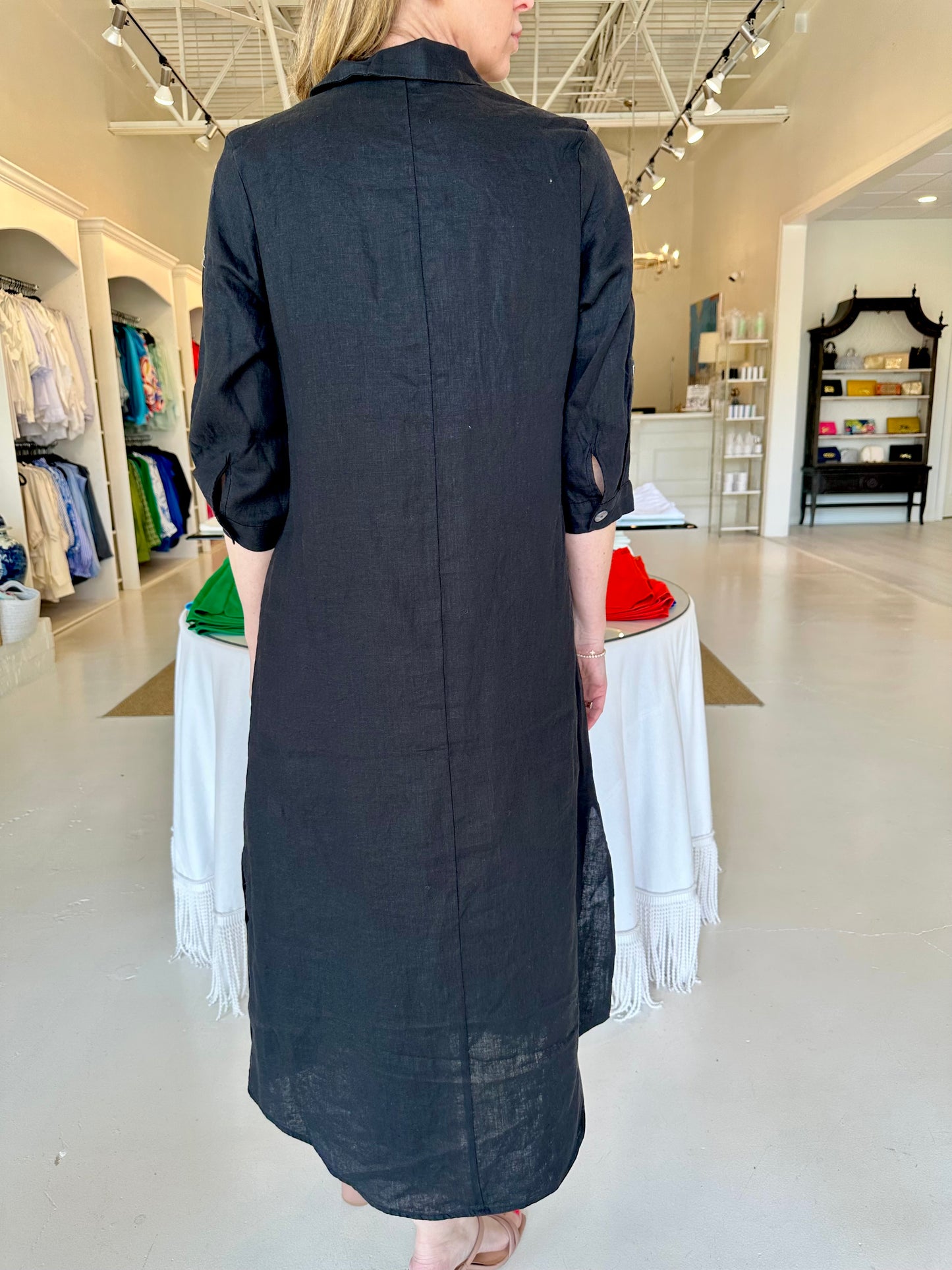 Esqualo Black Long Linen Dress