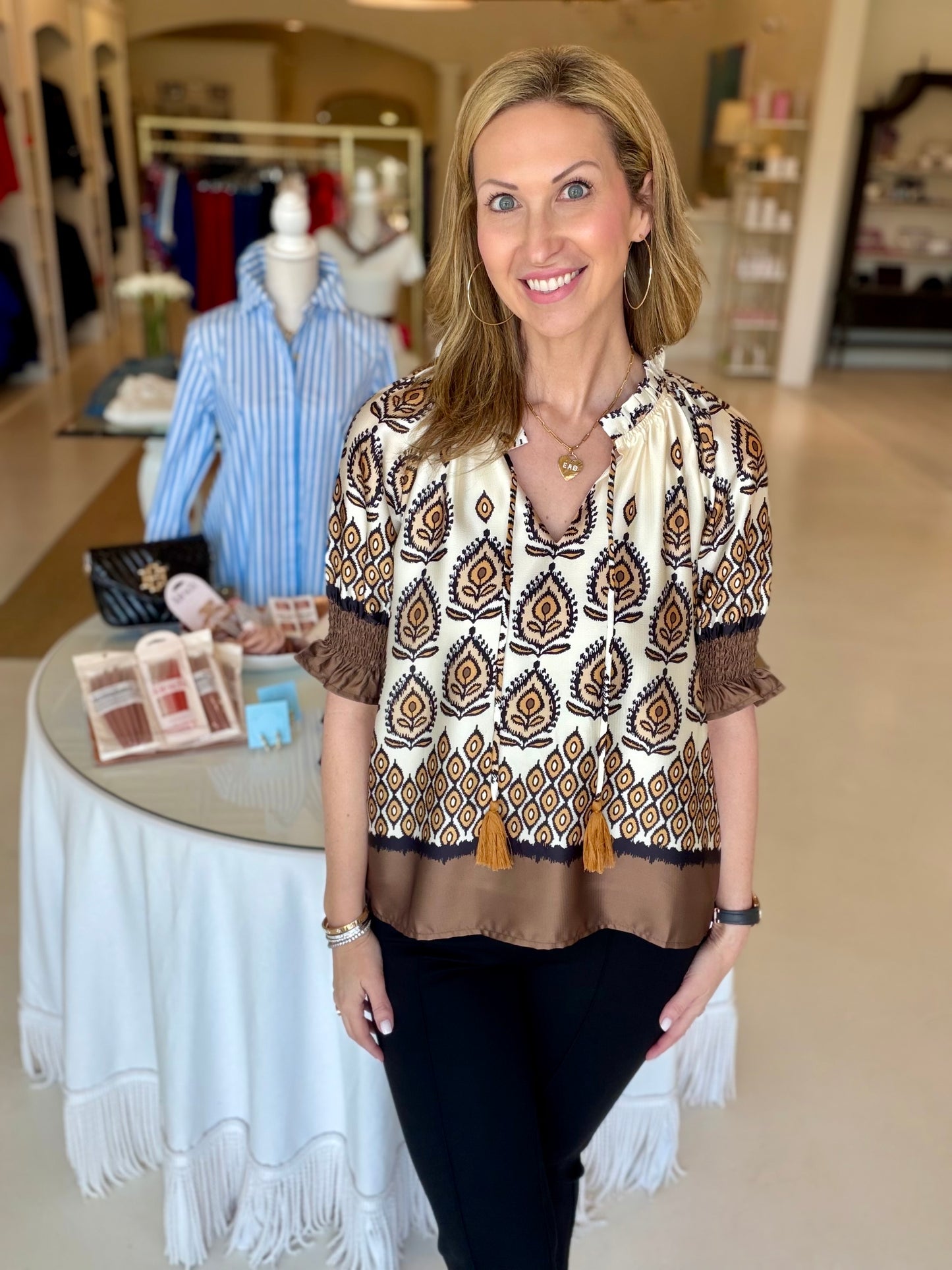 Joy Joy Peasant Top - Desert Lotus