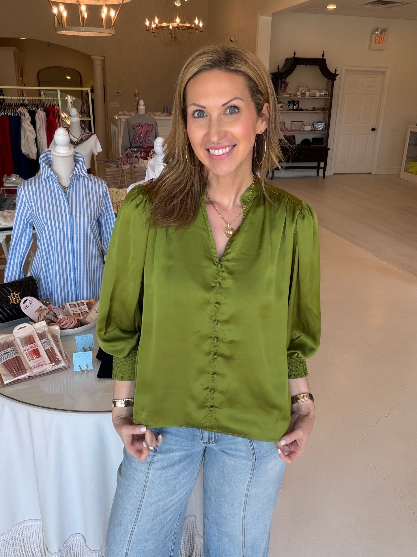 Joy Joy Front Split Buttons Fall Top