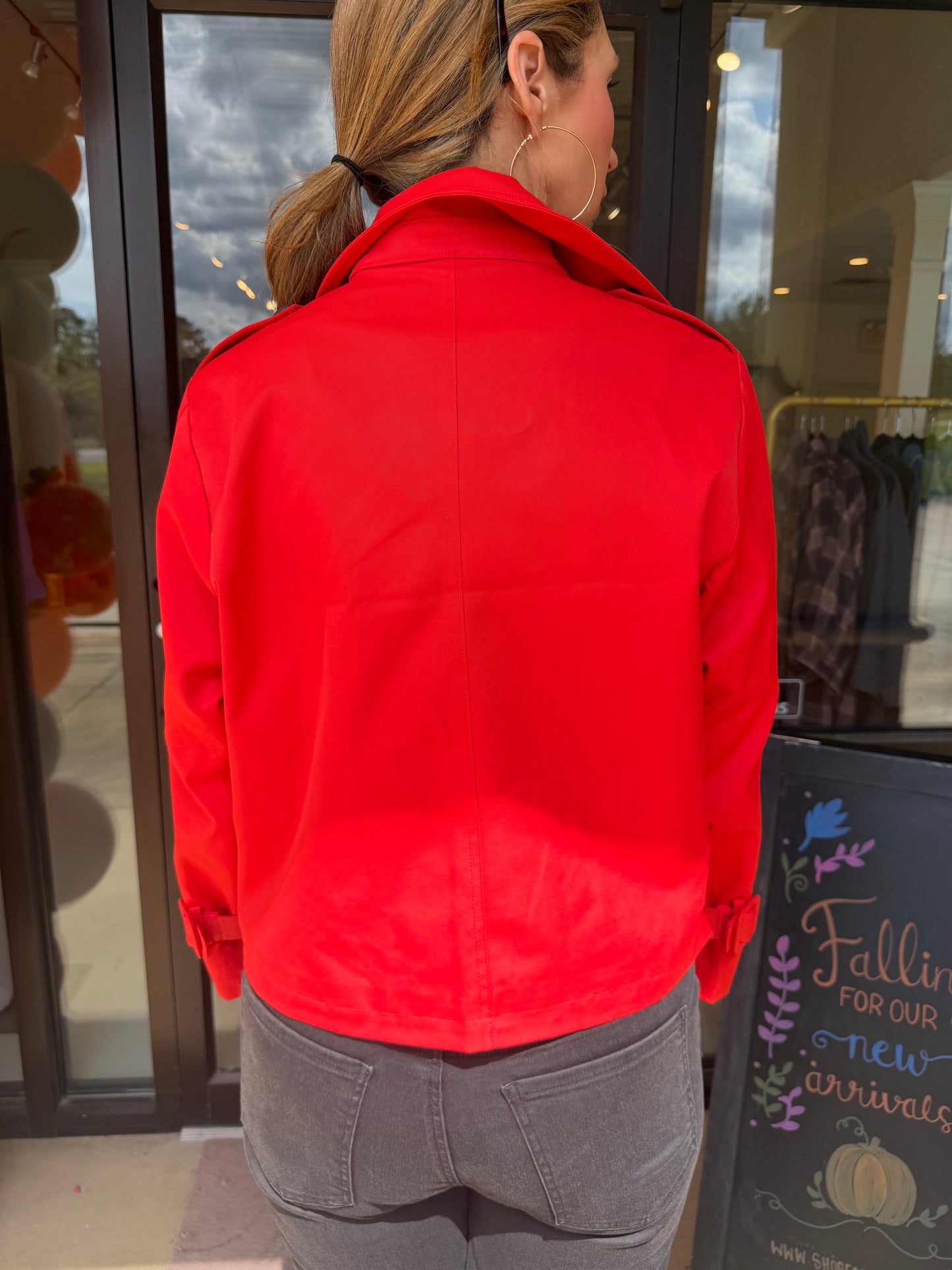 JoyJoy Short Trench Jacket - Flame