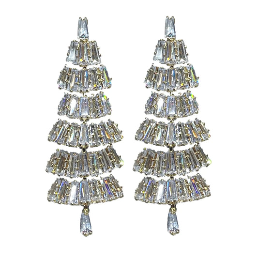 St Armand's Crystal Christmas Tree Holiday Statement Earrings