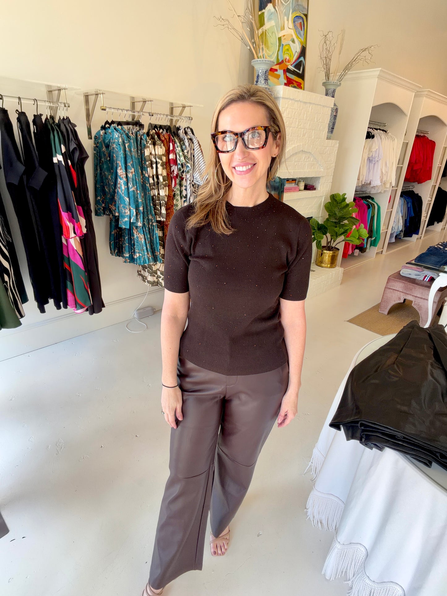 Esqualo Pleather Trouser - Cacao