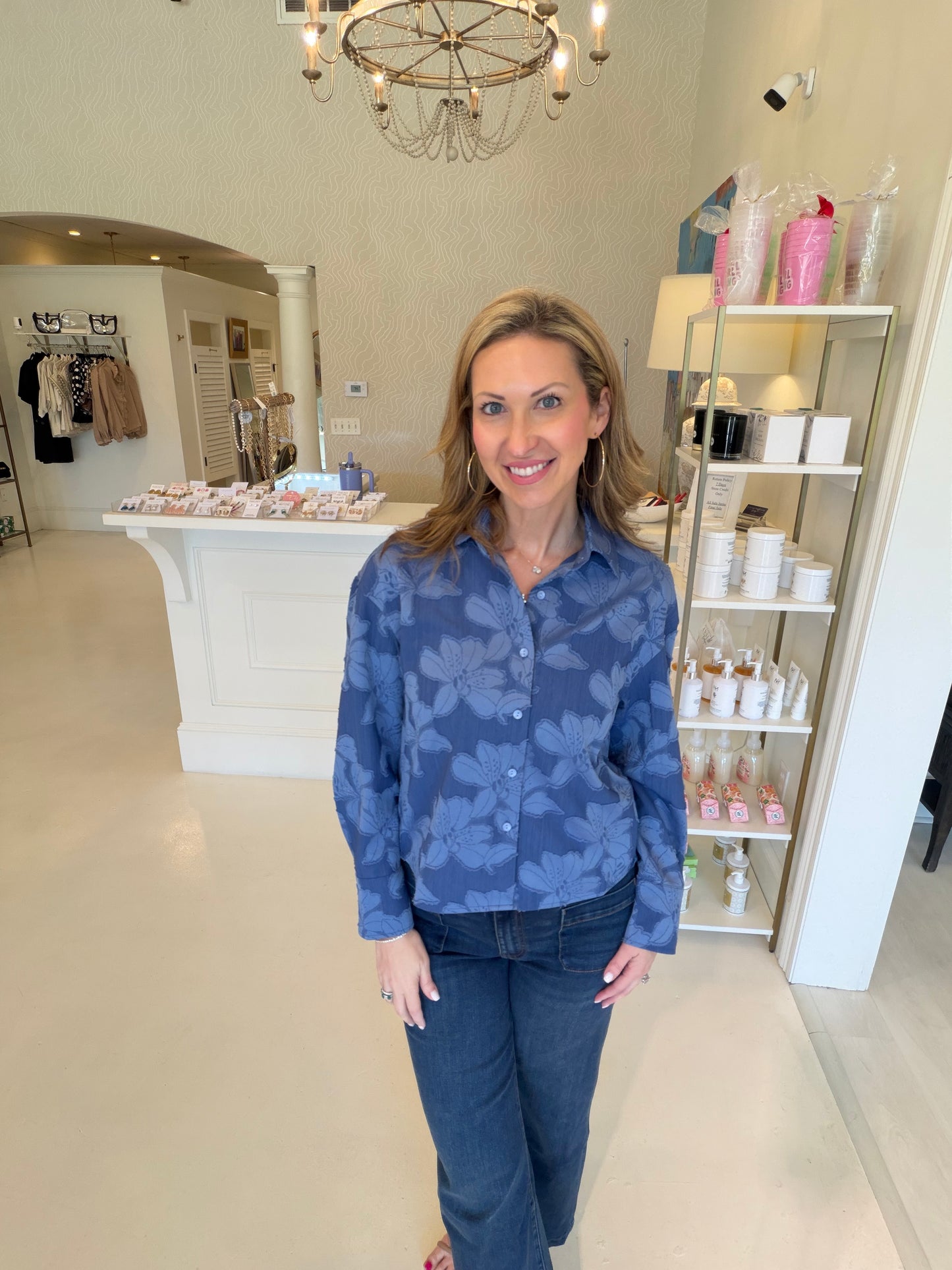 Joy Joy Denim Flower Blouse