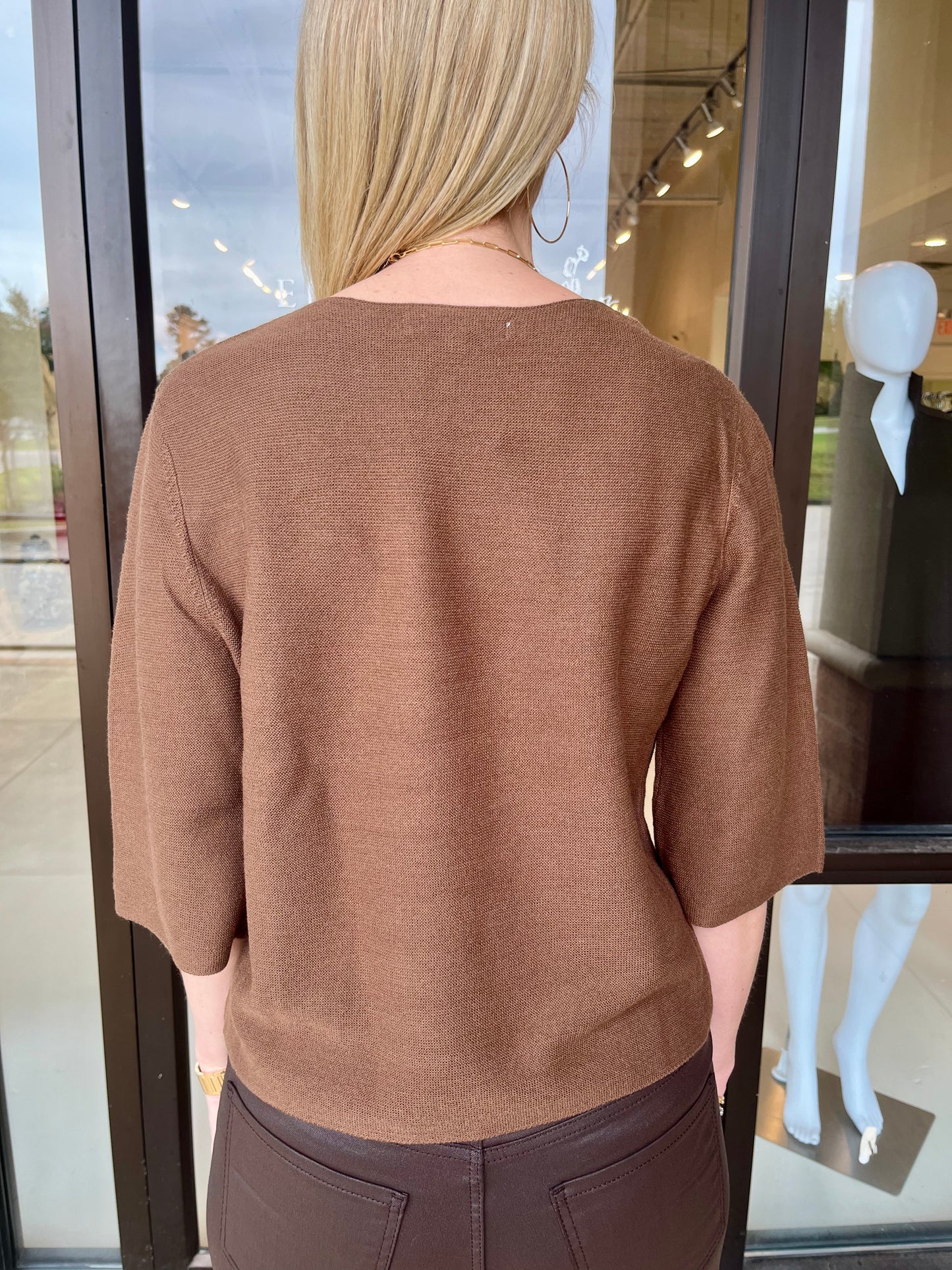 Joy Joy Brown Boatneck Sweater