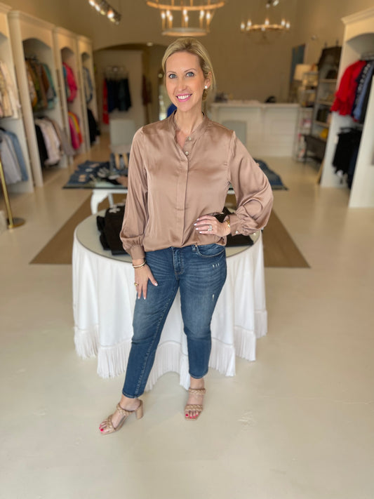 Jade Taupe Satin Top