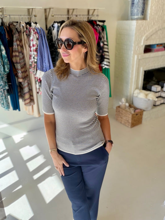 Esqualo Striped Sweater - Navy