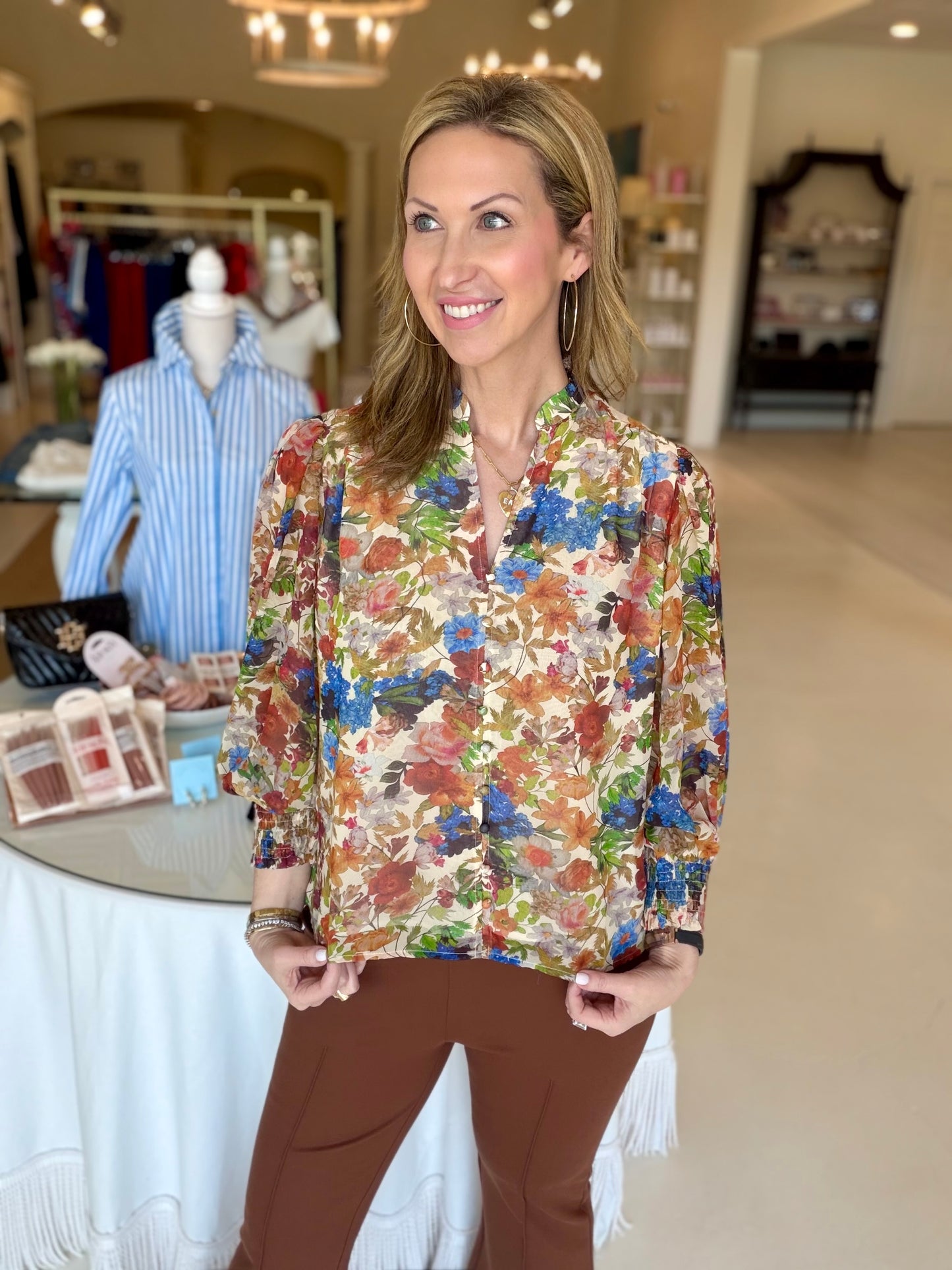 Joy Joy Front Split Buttons Fall Top