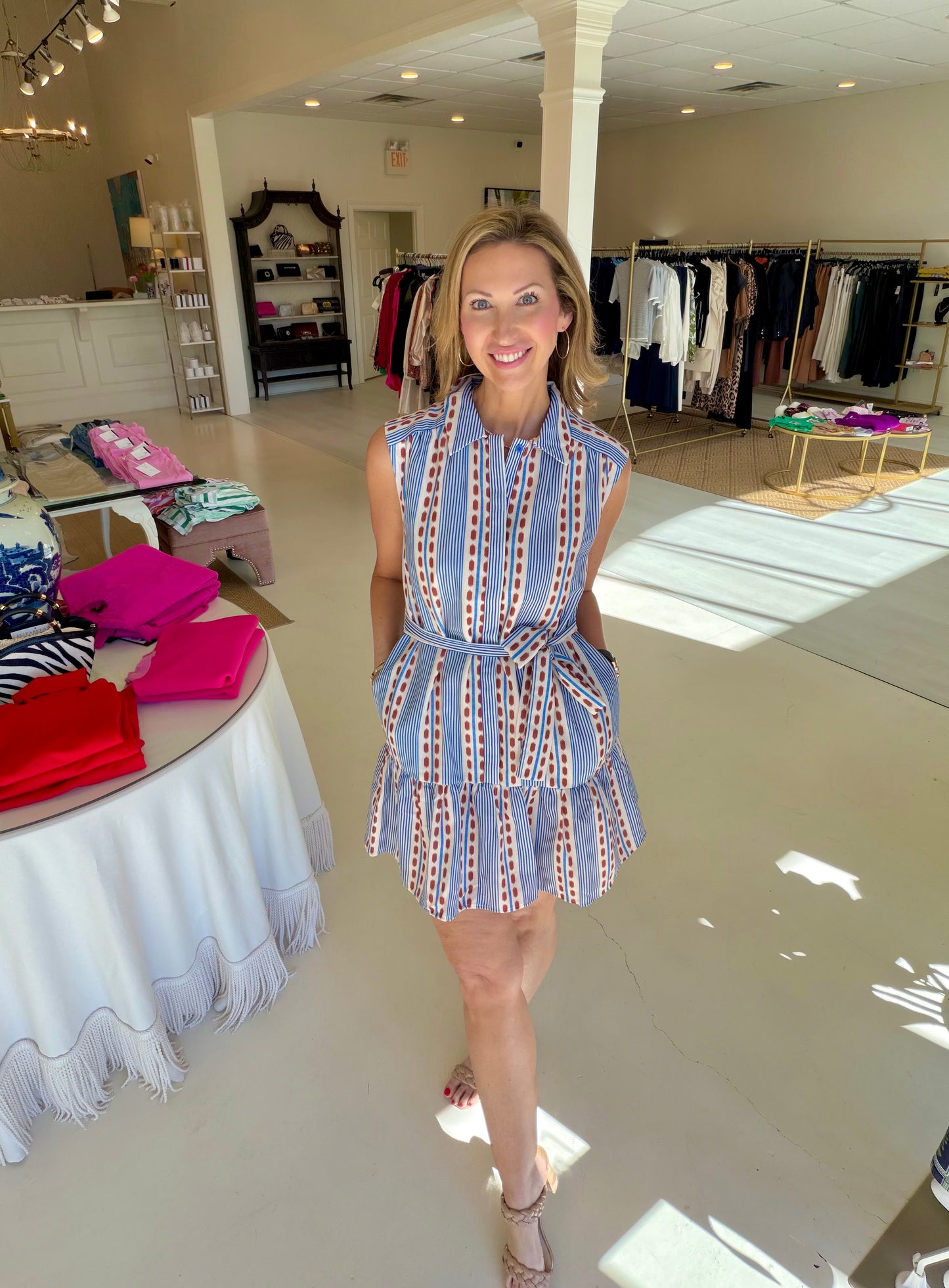 Jade Front Placket Shirt Dress - Colonial Stripe