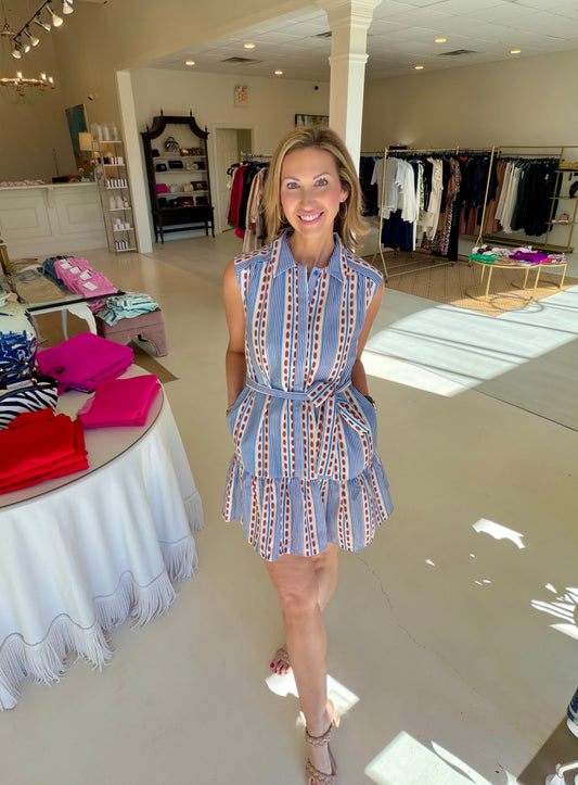 Jade Front Placket Shirt Dress - Colonial Stripe