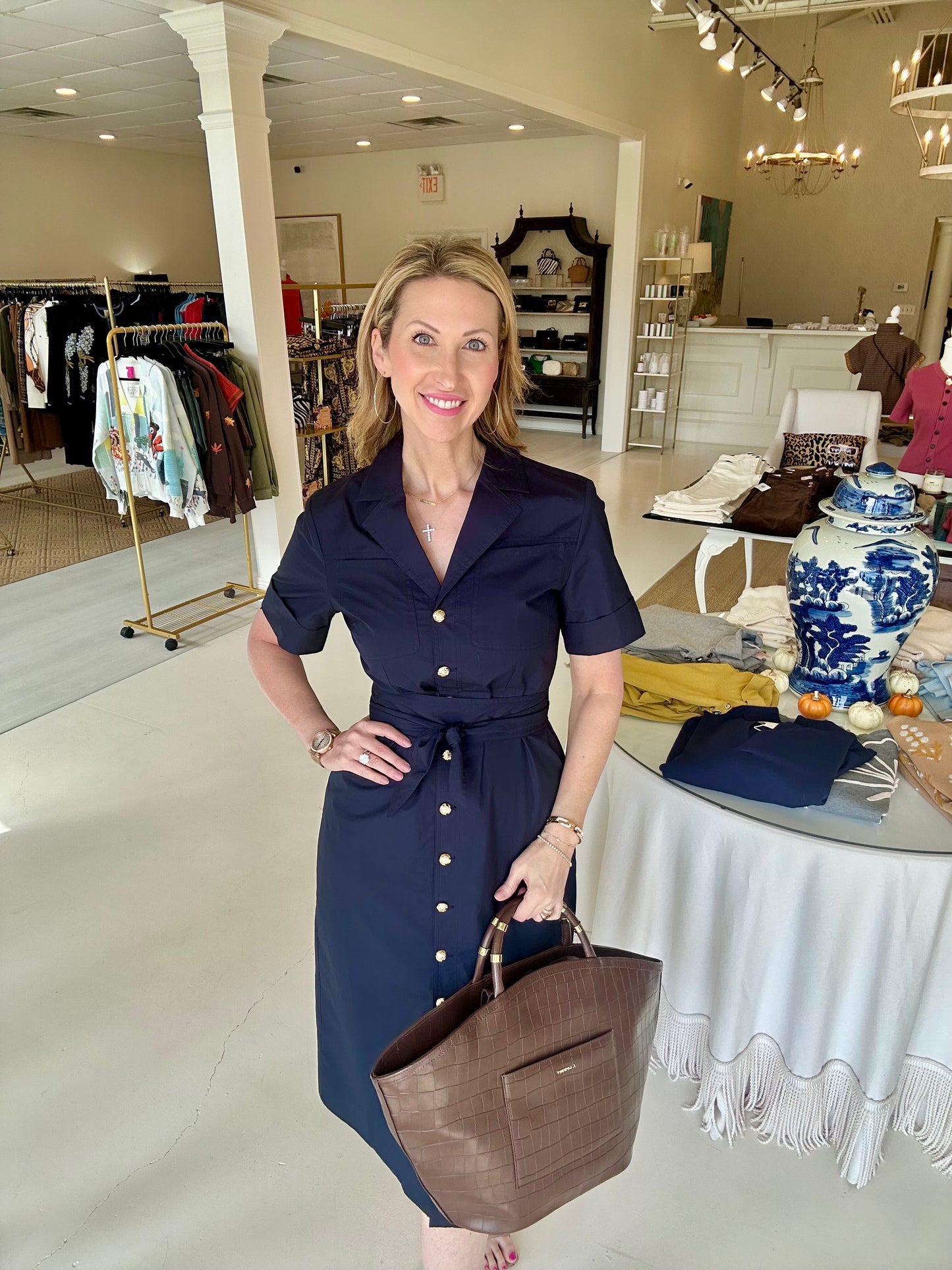 Anna Cate Piper Midi Dress - Navy