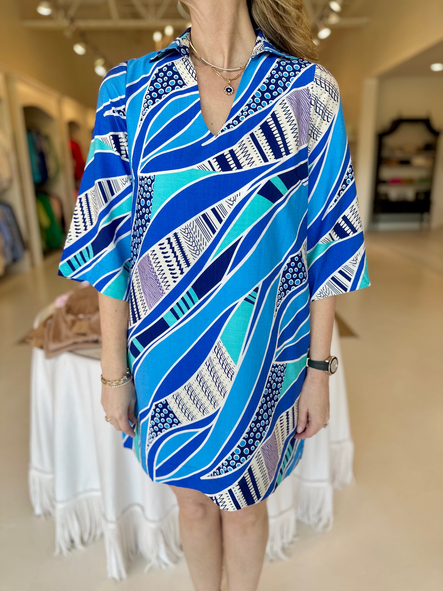Joy Joy Blue Wave Tunic Dress