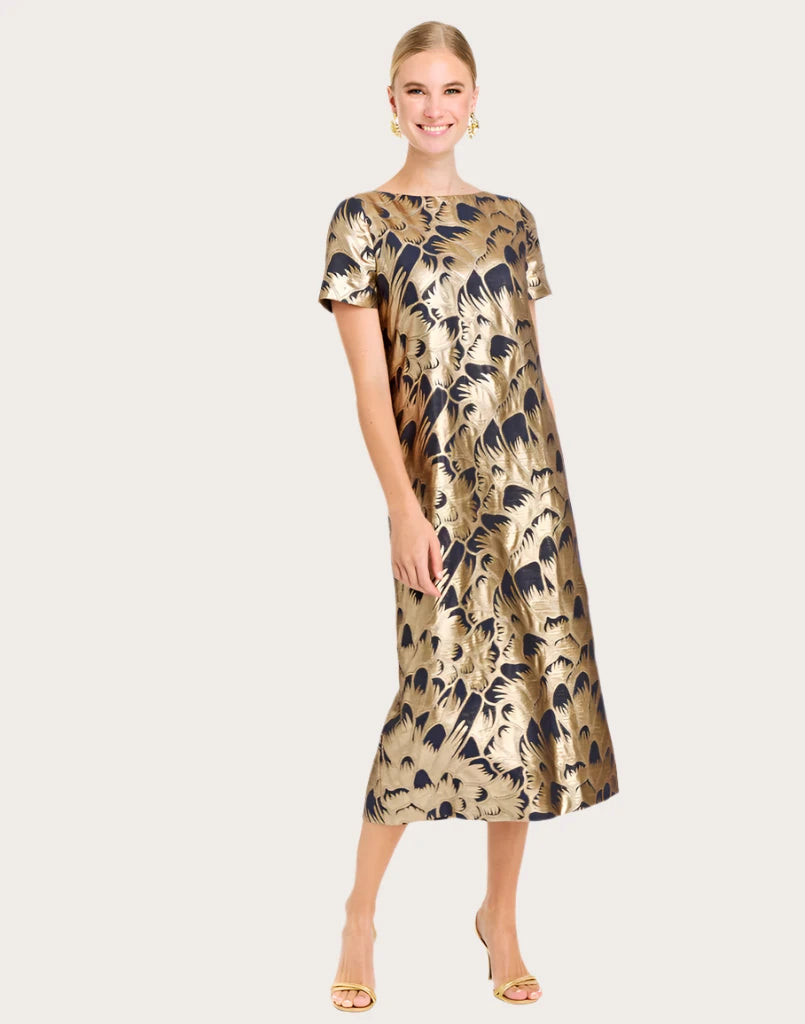 Mestiza Adria Midi Dress- Navy/Gold