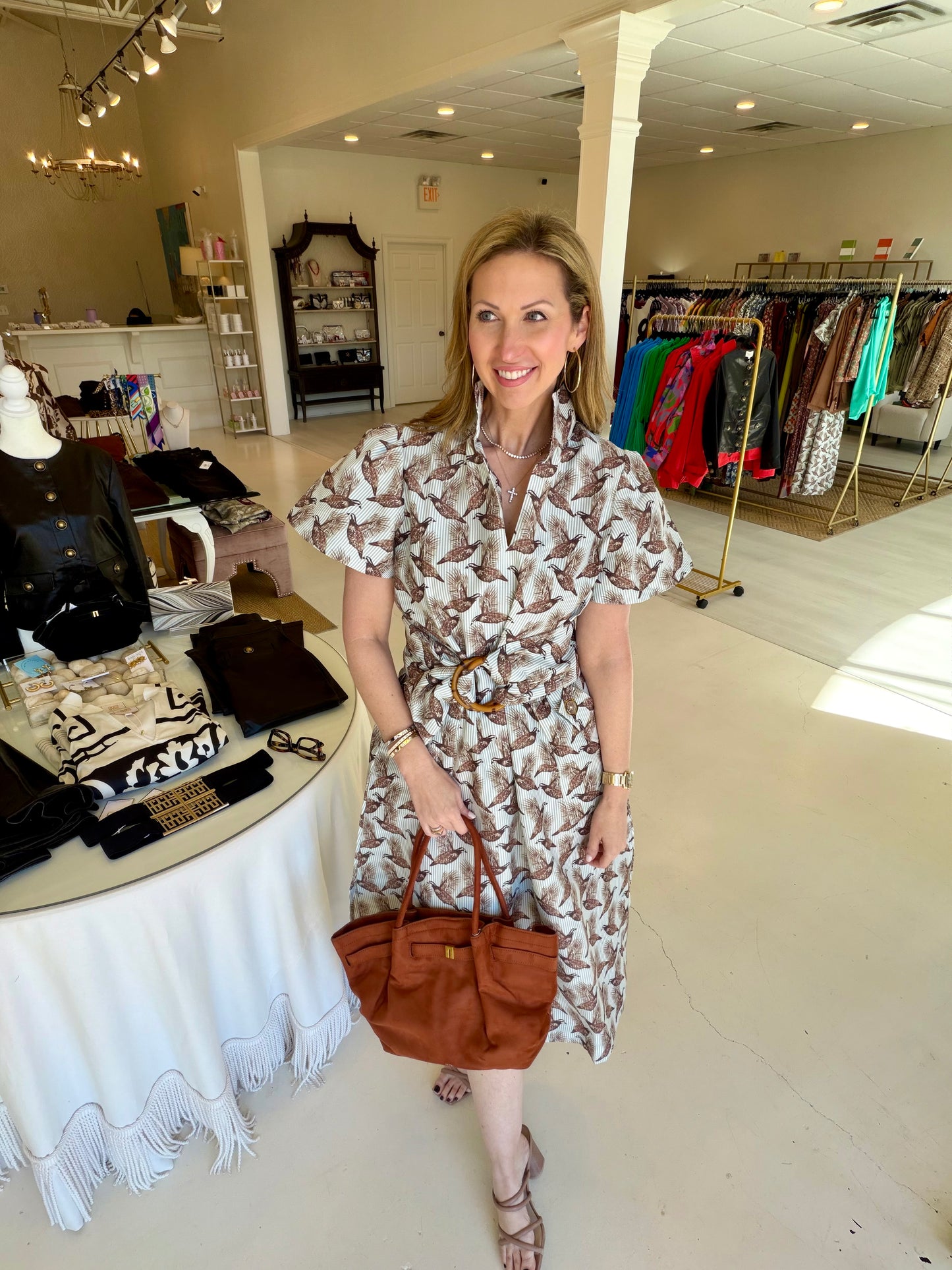 Holly Shae Gretchen Dress - Field & Quail Brown on Green