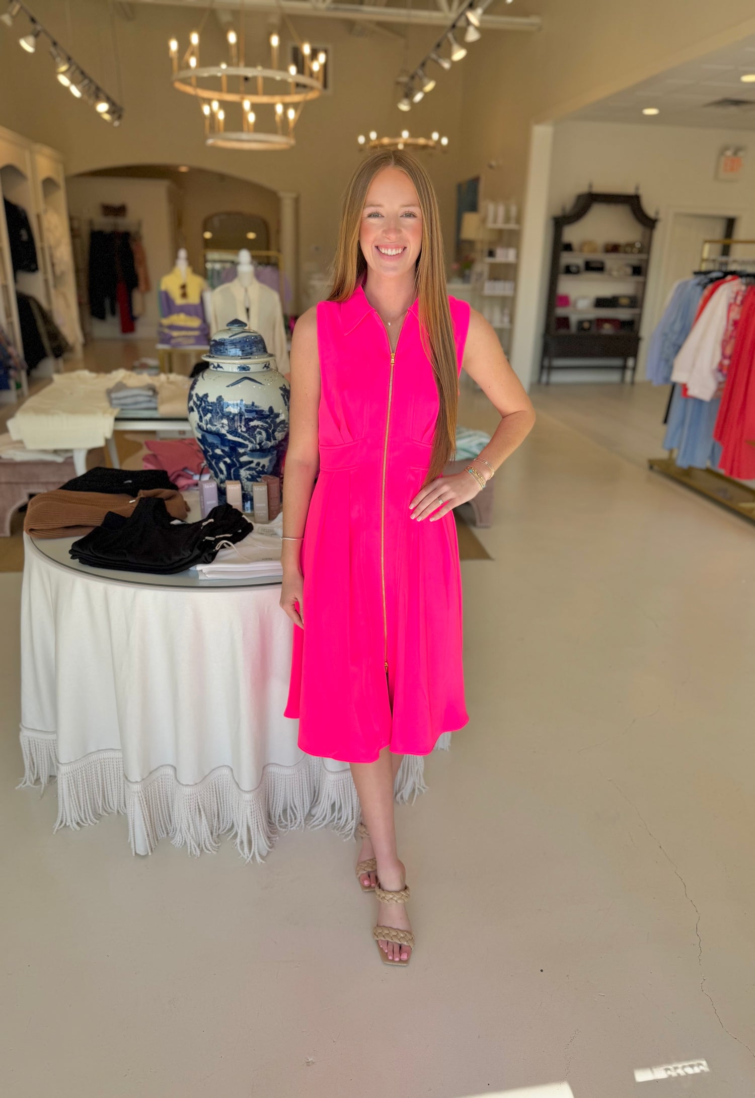 Trina Turk Farfalla Dress Hot Pink  Elizabeth Anne Boutique