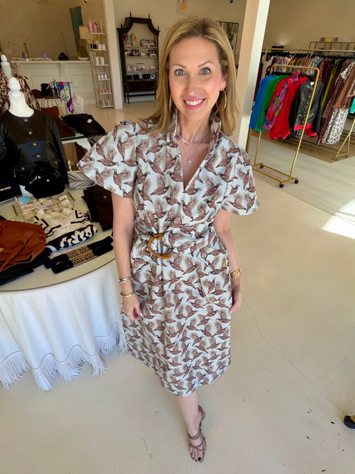 Holly Shae Gretchen Dress - Field & Quail Brown on Green